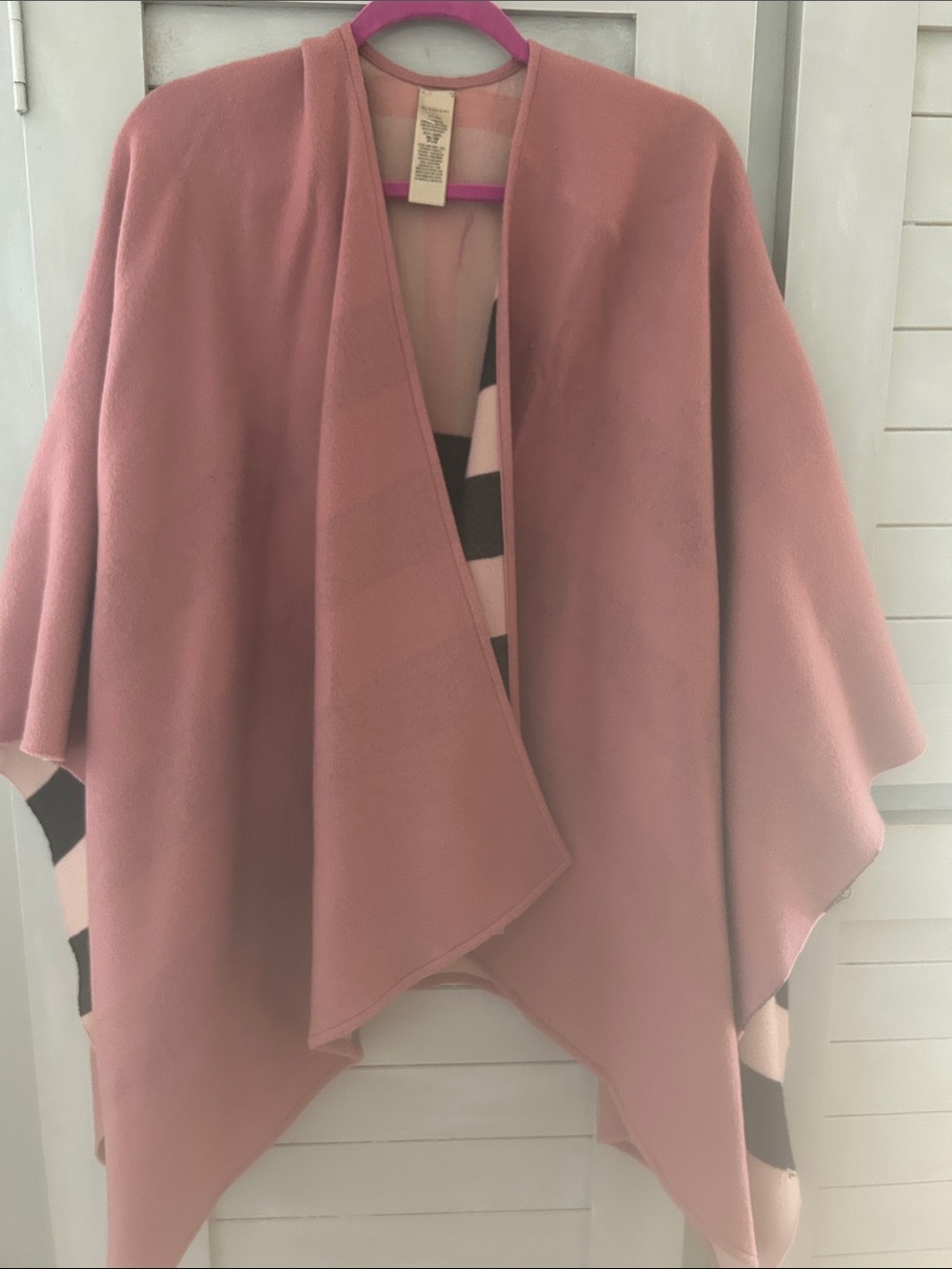 Burberry Dusty Pink Wool Wrap Poncho